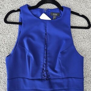 Vibrant Blue Sleeveless dress with Fitted Style